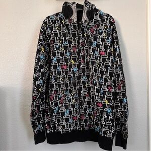 NO FEAR | Vintage Graffiti Spray Paint Can Mask Zip Up Hoodie Sweatshirt Size XL